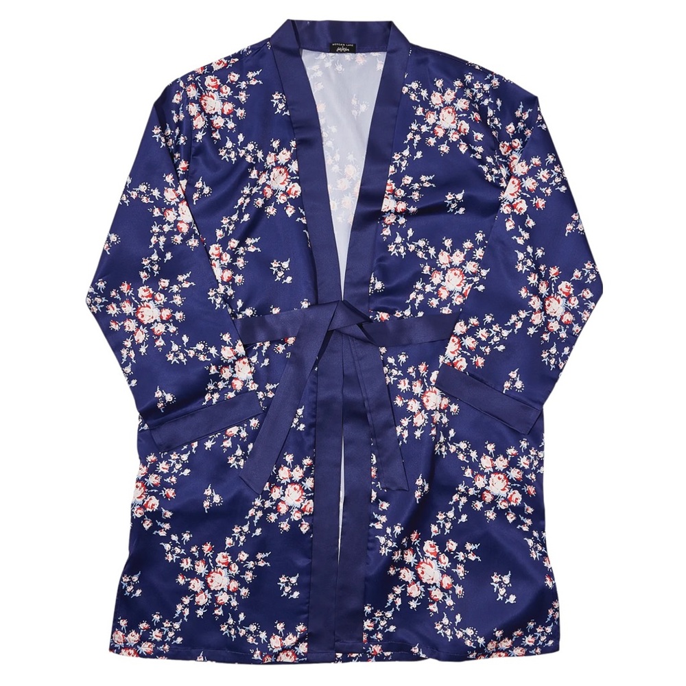 NWT Morgan Lane Allie Robe - Navy Floral (S/M) - Picture 5 of 15